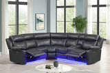 Super Black Leather Gel Reclining Sectional by Happy Homes at Eve Furniture