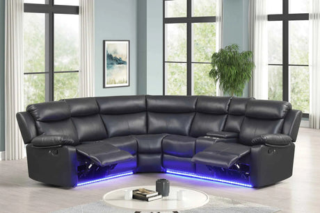 Super Black Leather Gel Reclining Sectional by Happy Homes at Eve Furniture