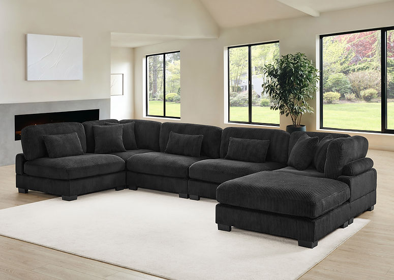 Supreme Black 6-Piece Modular Sectional by New Era Innovations at Eve Furniture
