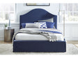 Sur Skirted Footboard California King Storage Panel Bed in Navy by Modus Furniture at Eve Furniture