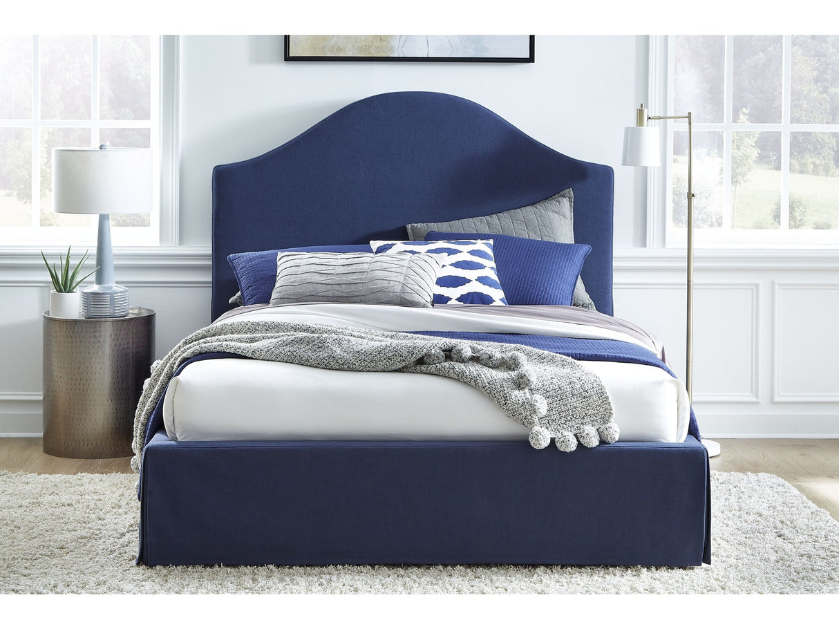 Sur Skirted Footboard California King Storage Panel Bed in Navy by Modus Furniture at Eve Furniture
