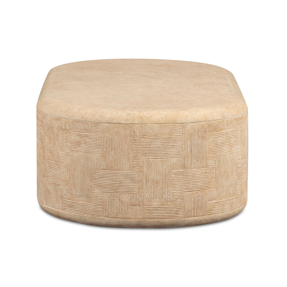 Suraya 55" Indoor/Outdoor Concrete Rounded Coffee Table by TOV Furniture at Eve Furniture