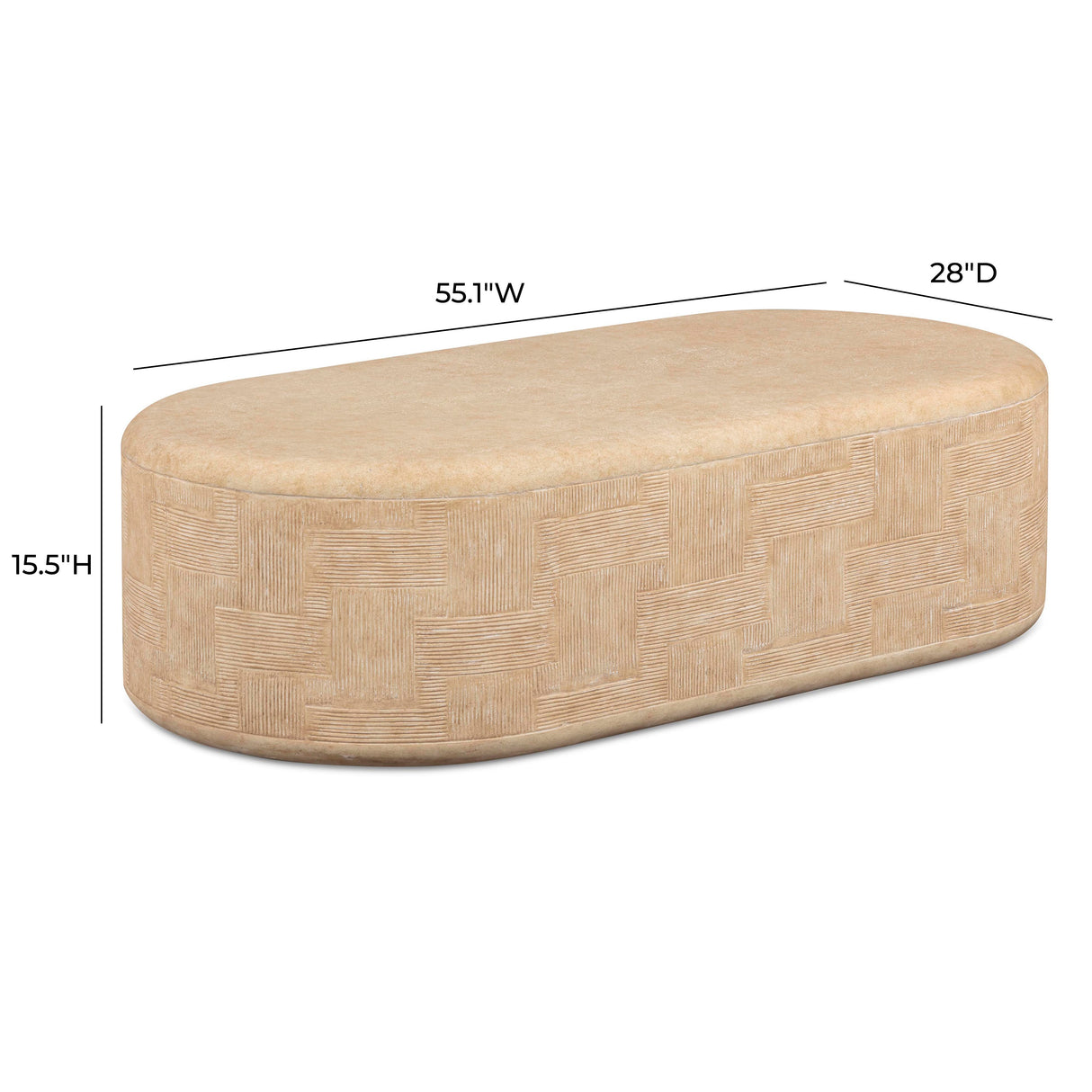 Suraya 55" Indoor/Outdoor Concrete Rounded Coffee Table by TOV Furniture at Eve Furniture