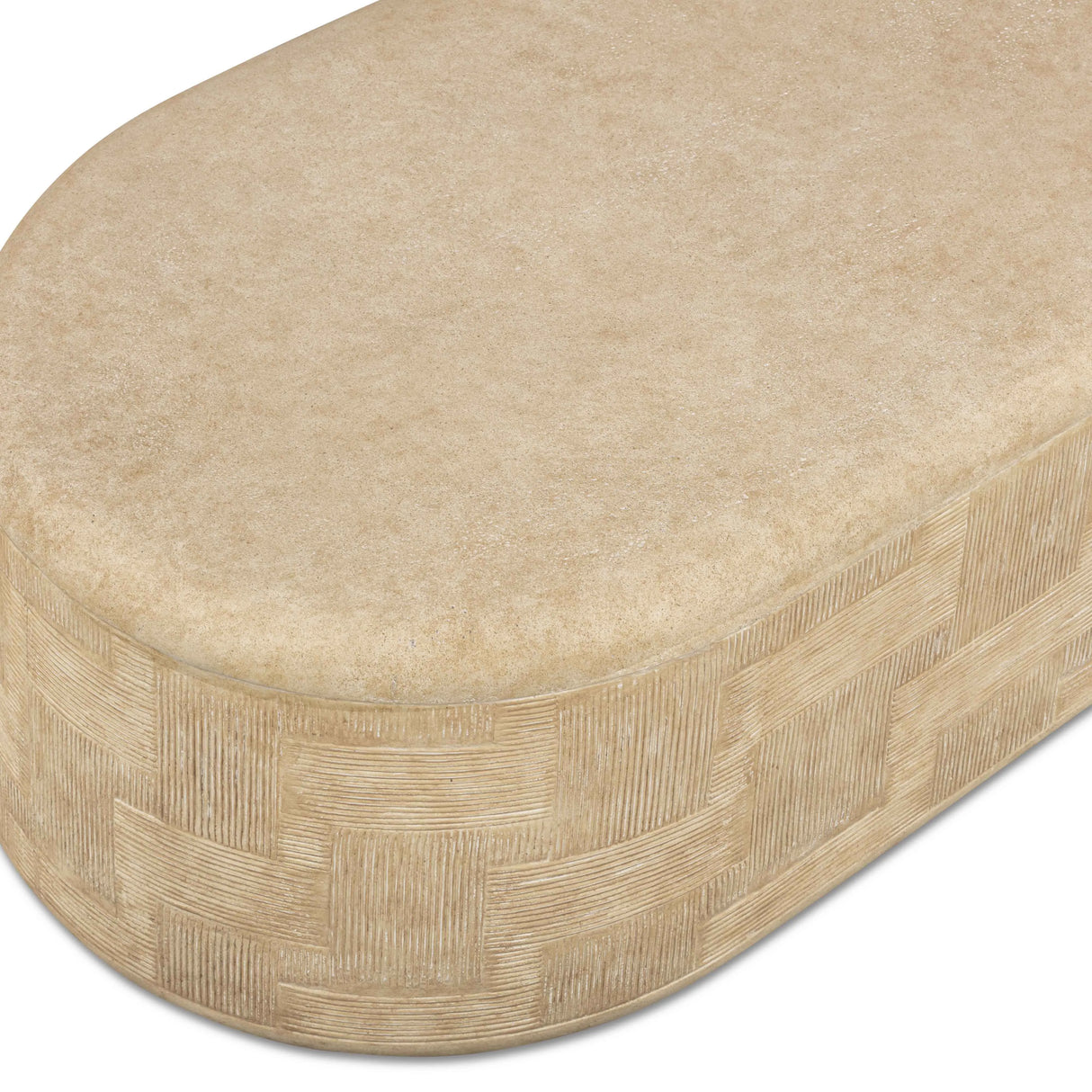 Suraya 55" Indoor/Outdoor Concrete Rounded Coffee Table by TOV Furniture at Eve Furniture
