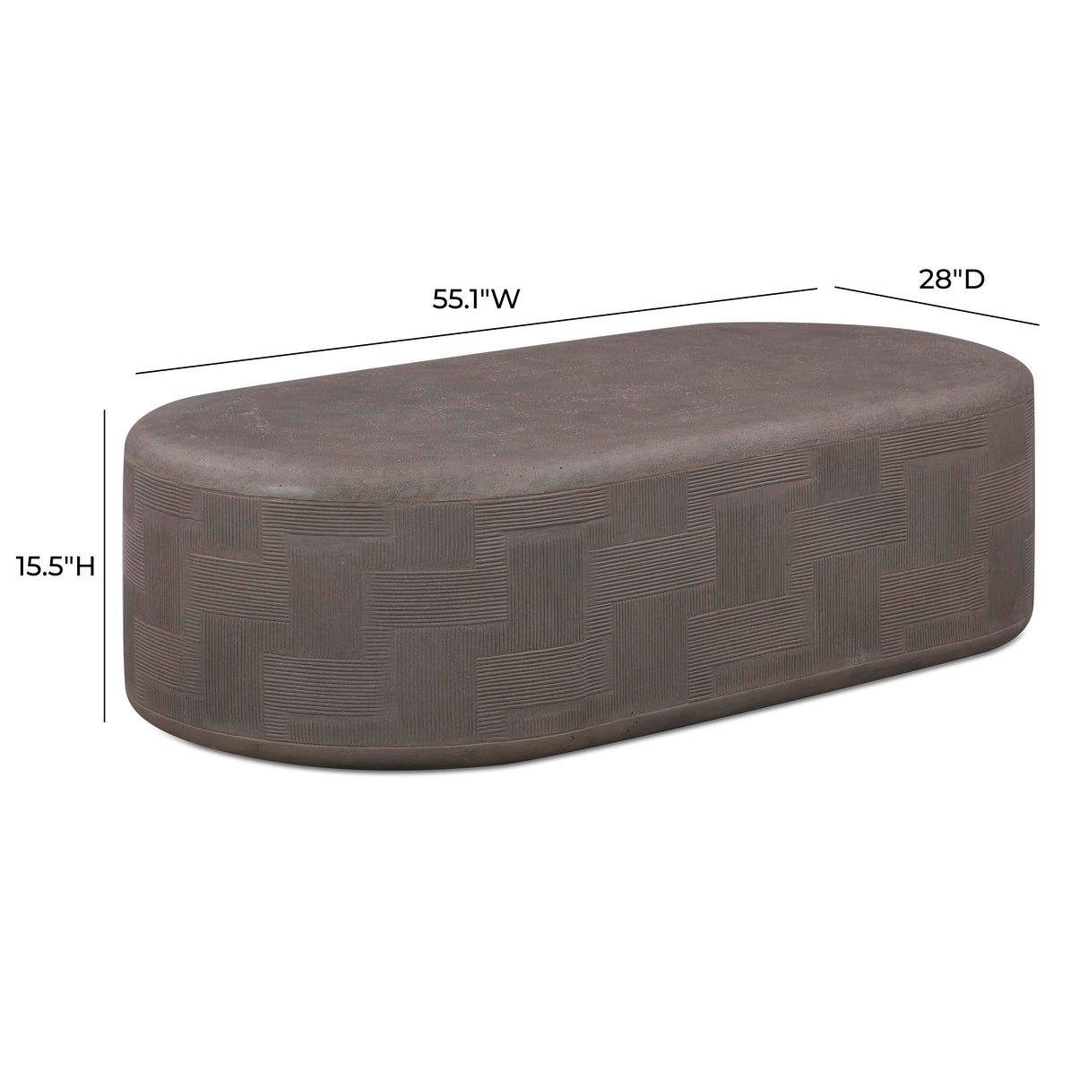 Suraya 55" Indoor/Outdoor Concrete Rounded Coffee Table by TOV Furniture at Eve Furniture