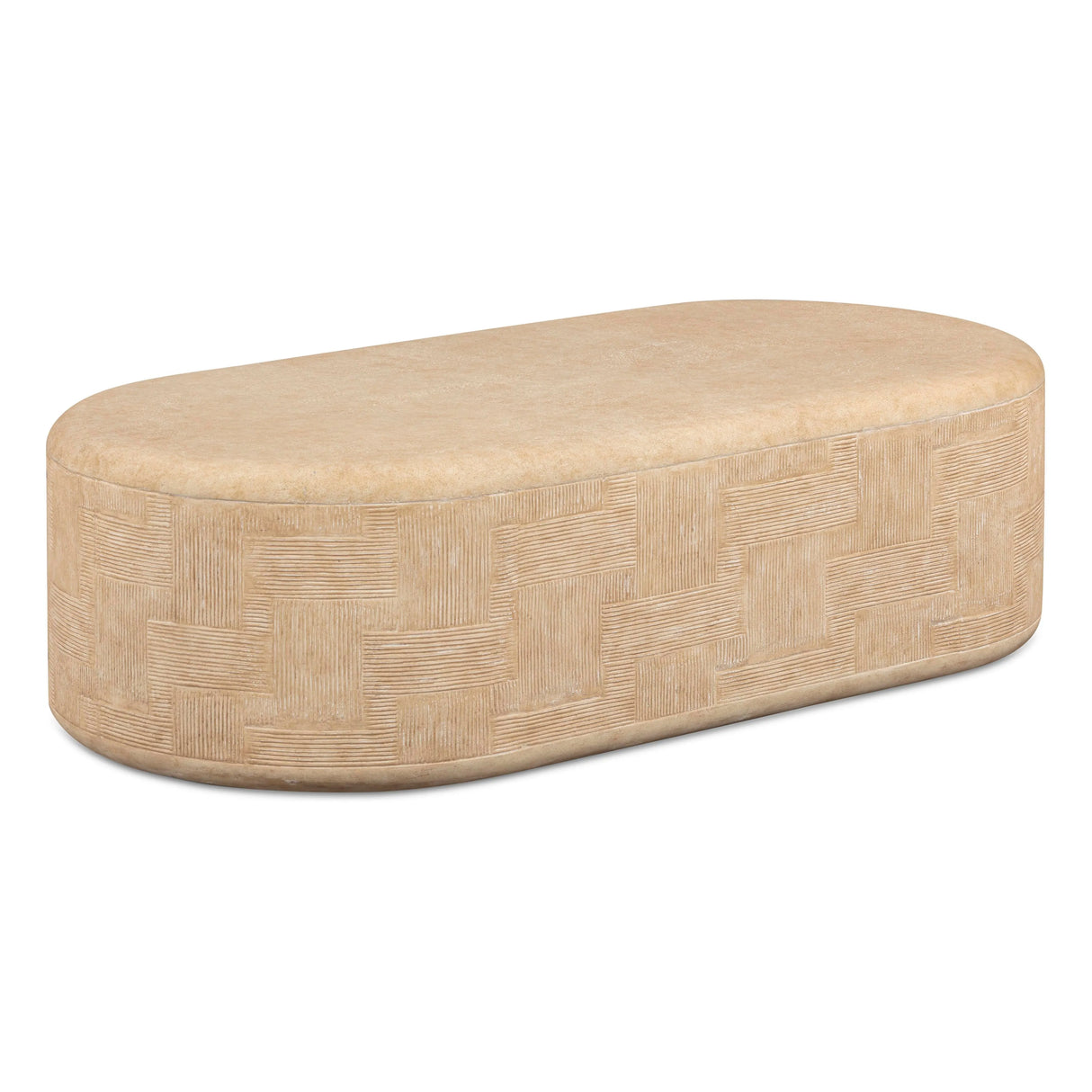 Suraya 55" Indoor/Outdoor Concrete Rounded Coffee Table by TOV Furniture at Eve Furniture