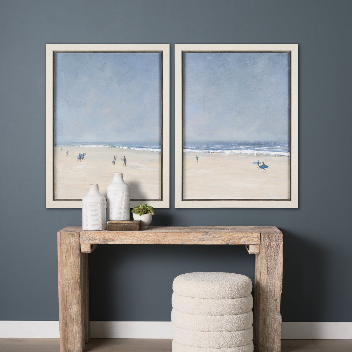 Surfers and The Sea II by Mercana Studio a Hand Embellished Textured Framed Art Print by Mercana at Eve Furniture