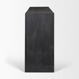Suri Black Wood w/ Glass 4-Door Closed Sideboard by Mercana at Eve Furniture