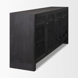 Suri Black Wood w/ Glass 4-Door Closed Sideboard by Mercana at Eve Furniture