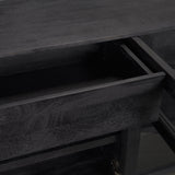Suri Black Wood w/ Glass 4-Door Closed Sideboard by Mercana at Eve Furniture