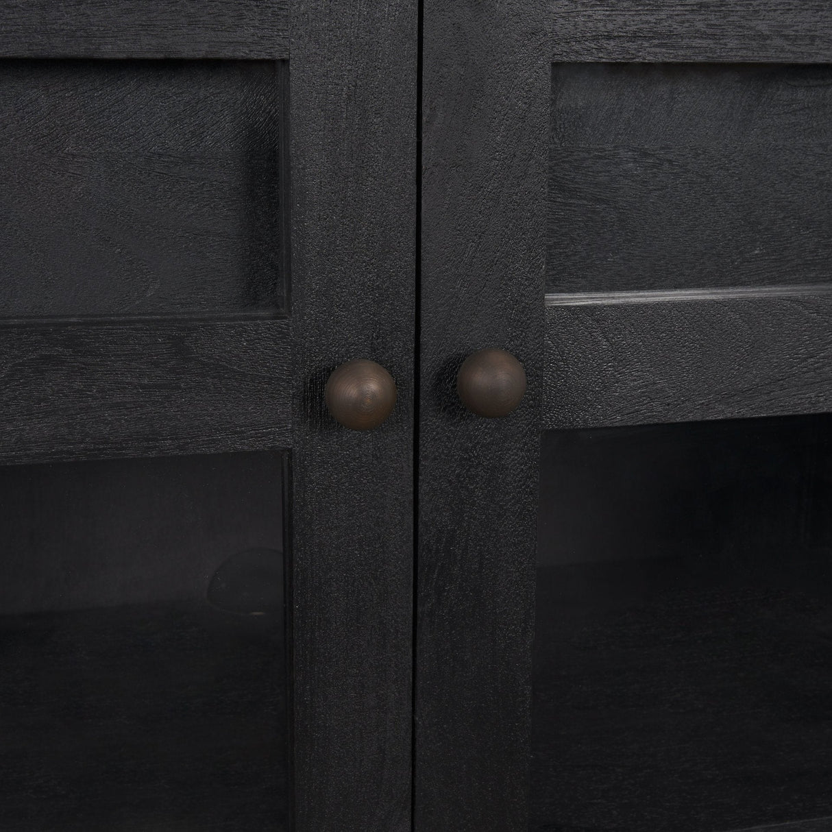 Suri Black Wood w/ Glass 4-Door Closed Sideboard by Mercana at Eve Furniture