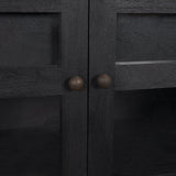 Suri Black Wood w/ Glass 4-Door Closed Sideboard by Mercana at Eve Furniture