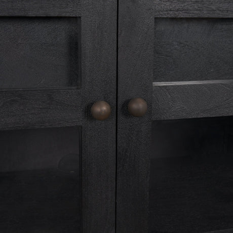 Suri Black Wood w/ Glass 4-Door Closed Sideboard by Mercana at Eve Furniture
