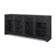 Suri Black Wood w/ Glass 4-Door Closed Sideboard by Mercana at Eve Furniture