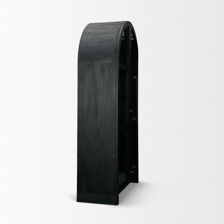 Suri Black Wood W/Glass Doors Arched Curio Cabinet by Mercana at Eve Furniture
