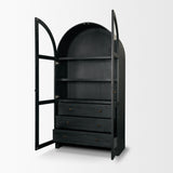 Suri Black Wood W/Glass Doors Arched Curio Cabinet by Mercana at Eve Furniture