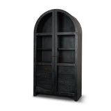 Suri Black Wood W/Glass Doors Arched Curio Cabinet by Mercana at Eve Furniture