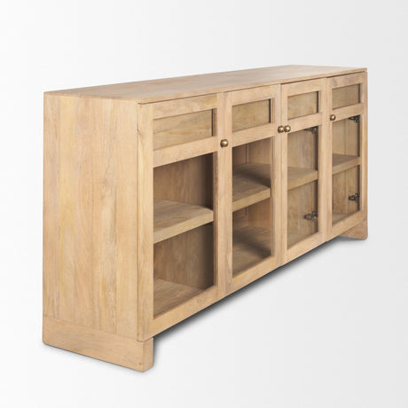 Suri Light Brown Wood w/ Glass Doors Sideboard by Mercana at Eve Furniture