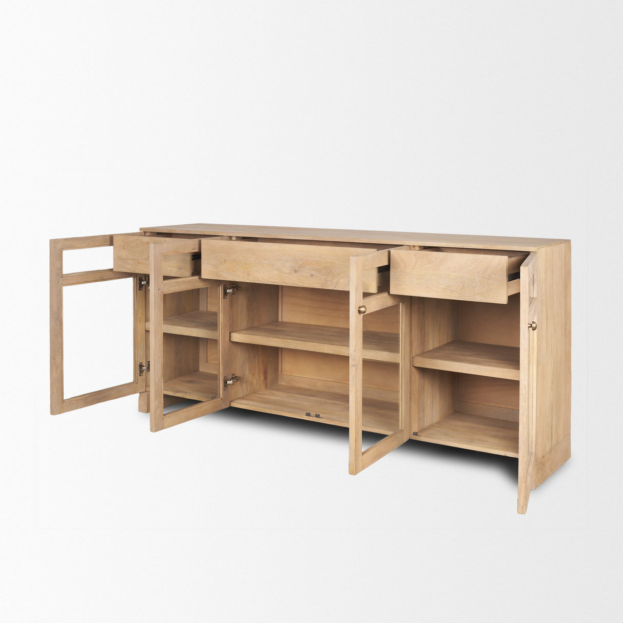 Suri Light Brown Wood w/ Glass Doors Sideboard by Mercana at Eve Furniture