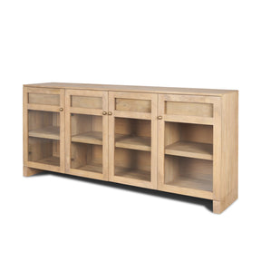 Suri Light Brown Wood w/ Glass Doors Sideboard by Mercana at Eve Furniture