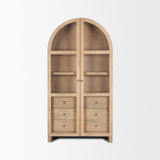 Suri Light Brown Wood W/Glass Doors Arched Curio Cabinet by Mercana at Eve Furniture