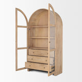 Suri Light Brown Wood W/Glass Doors Arched Curio Cabinet by Mercana at Eve Furniture