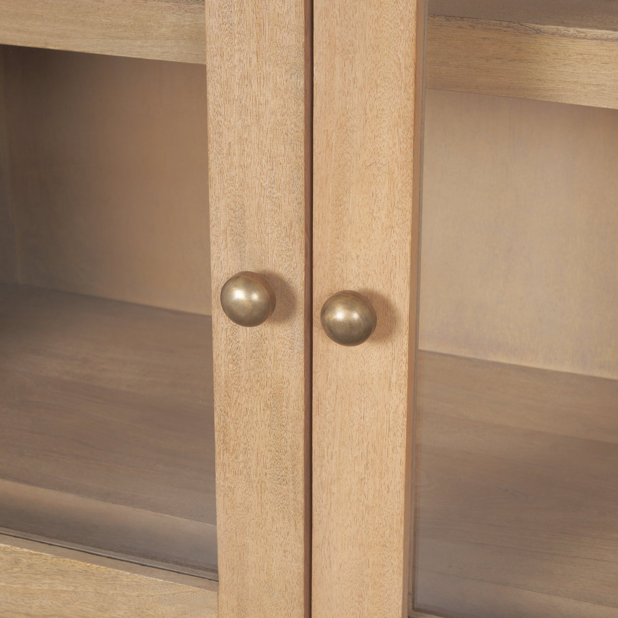 Suri Light Brown Wood W/Glass Doors Arched Curio Cabinet by Mercana at Eve Furniture
