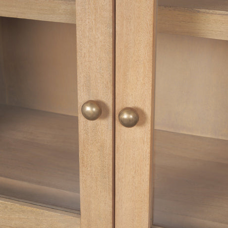 Suri Light Brown Wood W/Glass Doors Arched Curio Cabinet by Mercana at Eve Furniture