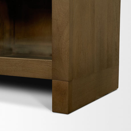 Suri Mid Brown Wood w/ Glass 4-Door Closed Sideboard by Mercana at Eve Furniture