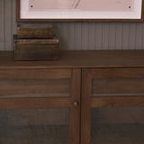 Suri Mid Brown Wood w/ Glass 4-Door Closed Sideboard by Mercana at Eve Furniture