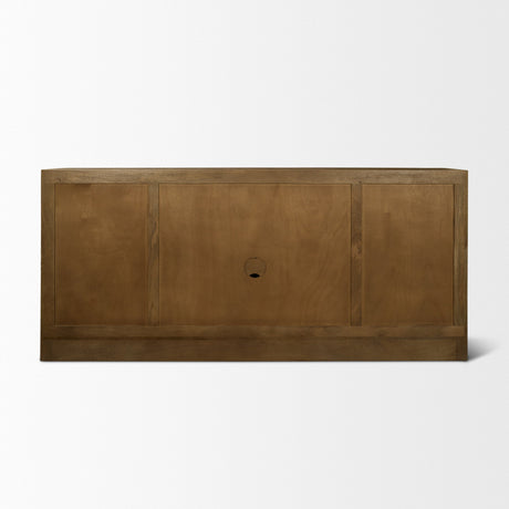 Suri Mid Brown Wood w/ Glass 4-Door Closed Sideboard by Mercana at Eve Furniture