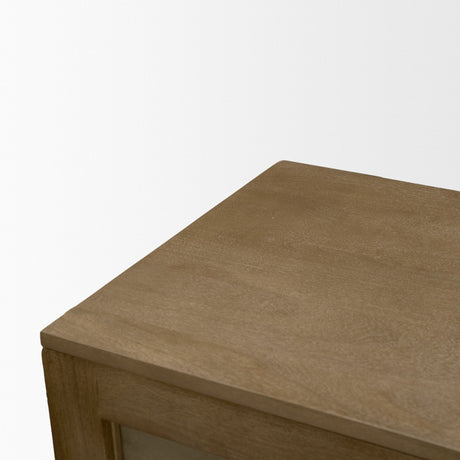Suri Mid Brown Wood w/ Glass 4-Door Closed Sideboard by Mercana at Eve Furniture