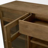 Suri Mid Brown Wood w/ Glass 4-Door Closed Sideboard by Mercana at Eve Furniture