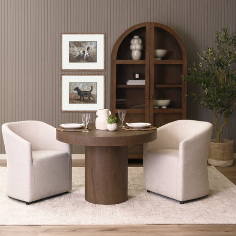 Suri Mid Brown Wood W/Glass Doors Arched Curio Cabinet by Mercana at Eve Furniture