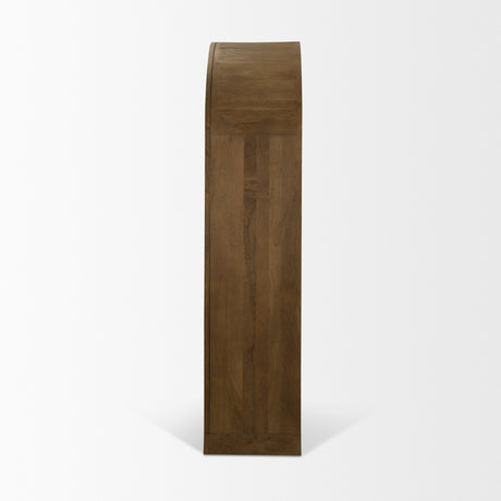 Suri Mid Brown Wood W/Glass Doors Arched Curio Cabinet by Mercana at Eve Furniture