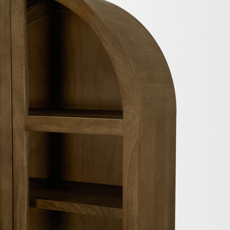 Suri Mid Brown Wood W/Glass Doors Arched Curio Cabinet by Mercana at Eve Furniture