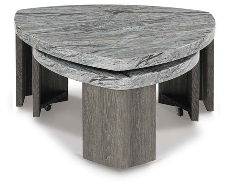 Surmour Gray/Brown Coffee Table and End Table by Ashley at Eve Furniture