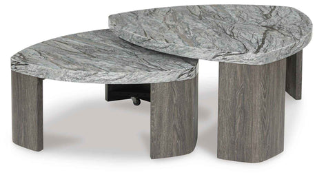 Surmour Gray/Brown Coffee Table and End Table by Ashley at Eve Furniture