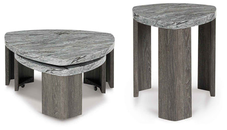 Surmour Gray/Brown Coffee Table and End Table by Ashley at Eve Furniture