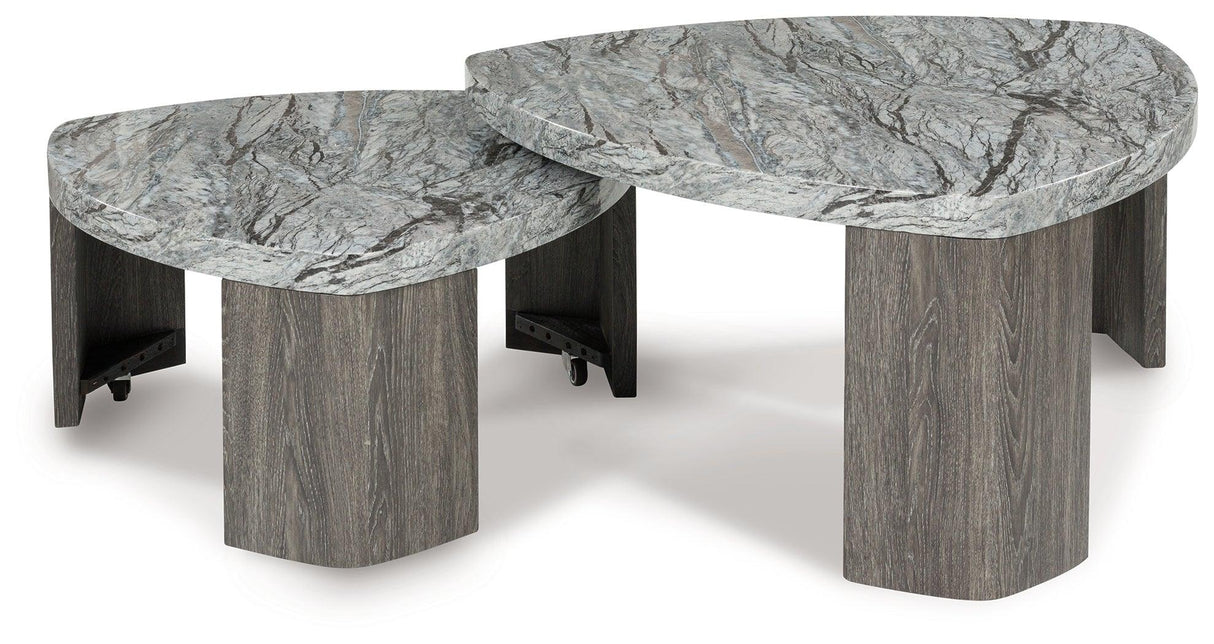 Surmour Gray/Brown Stacked Coffee Table by Ashley at Eve Furniture