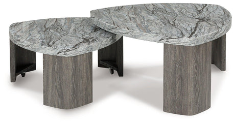 Surmour Gray/Brown Stacked Coffee Table by Ashley at Eve Furniture