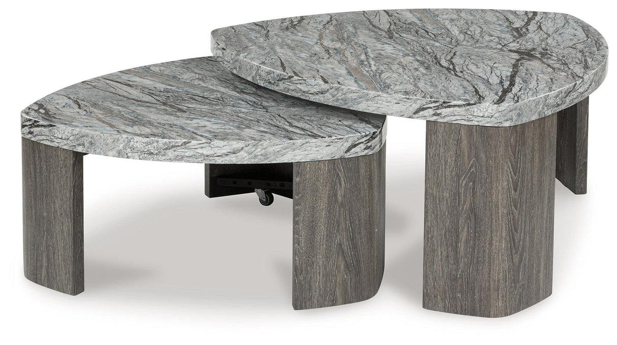Surmour Gray/Brown Stacked Coffee Table by Ashley at Eve Furniture