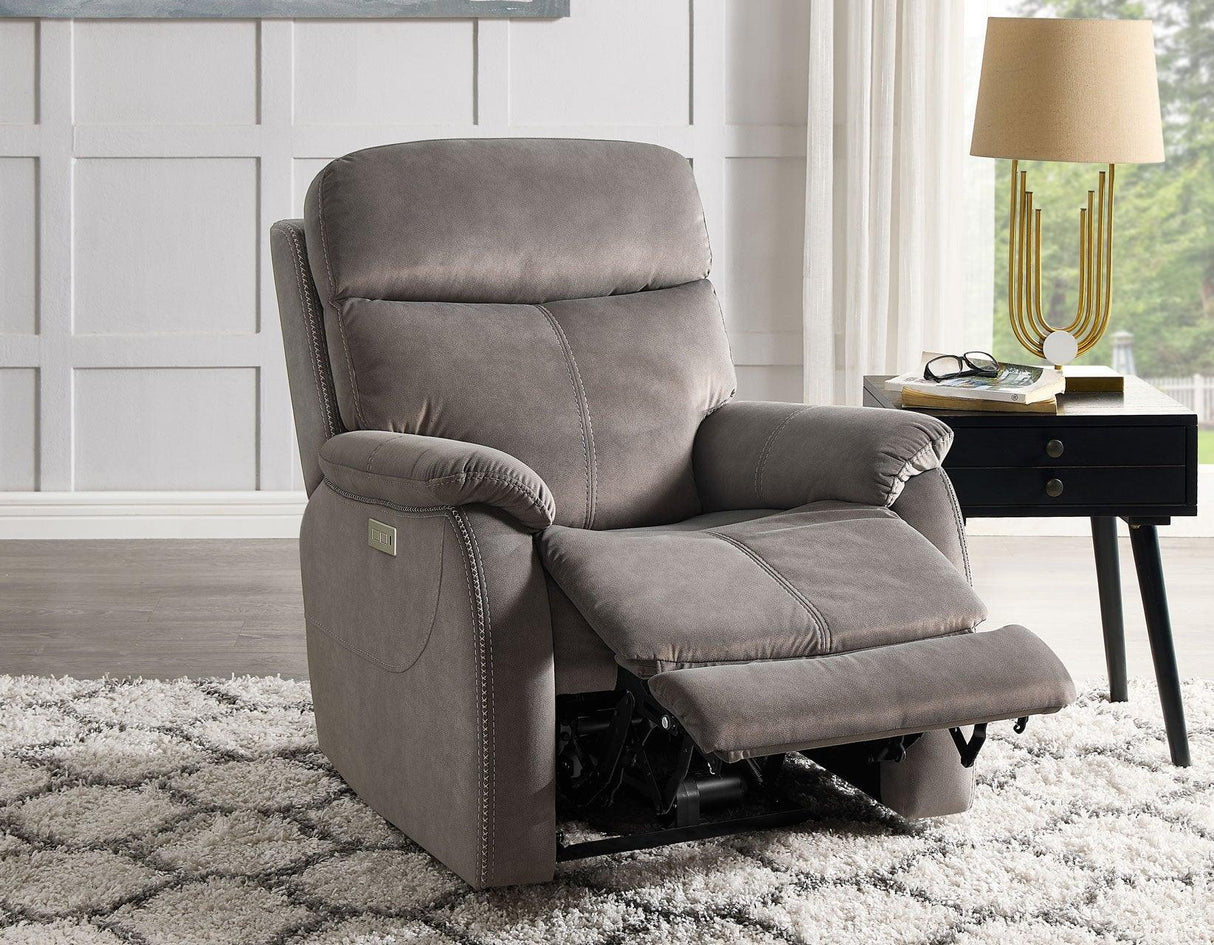 Surrey Taupe Vegan Leather Power Recliner by Steve Silver at Eve Furniture