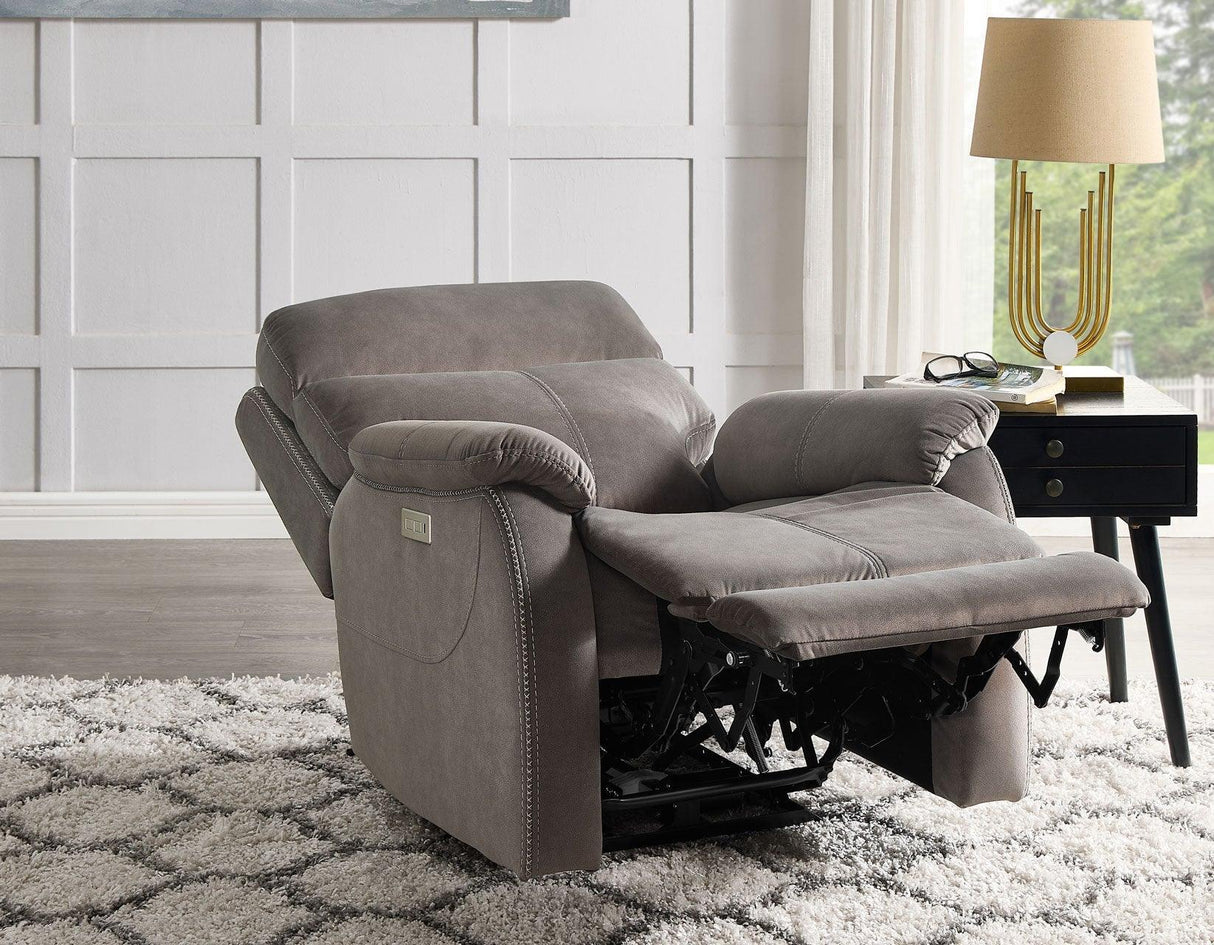 Surrey Taupe Vegan Leather Power Recliner by Steve Silver at Eve Furniture