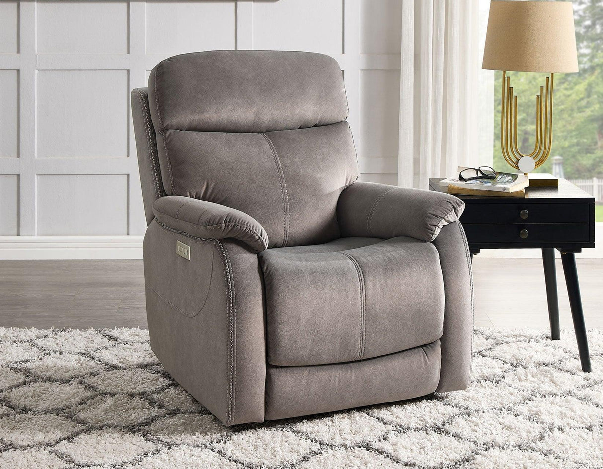 Surrey Taupe Vegan Leather Power Recliner by Steve Silver at Eve Furniture