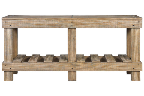 Susandeer Brown Sofa/Console Table by Ashley at Eve Furniture