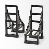 Suspension Set of 2 19L x 4W Brown Wrought Iron Suspension Bridge Bookends by Mercana at Eve Furniture