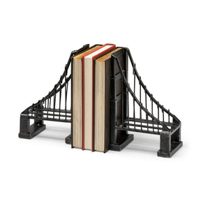 Suspension Set of 2 Brown Wrought Iron Suspension Bridge Bookends by Mercana at Eve Furniture
