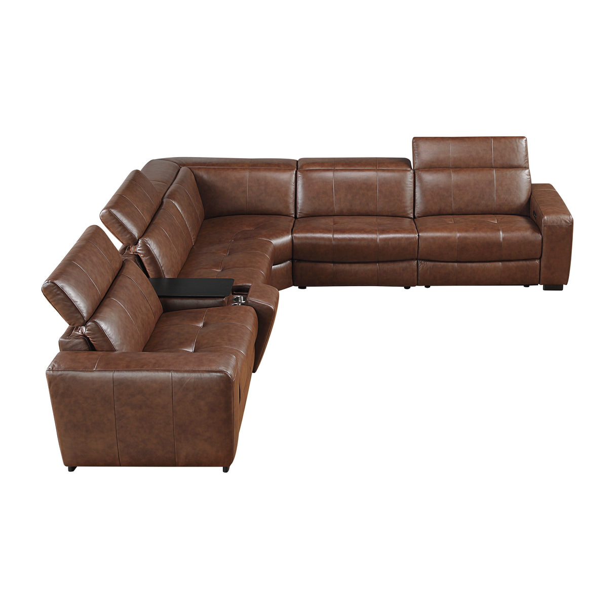 Sutton Brown 6-Piece Modular Leather Power Reclining Sectional by Homelegance at Eve Furniture