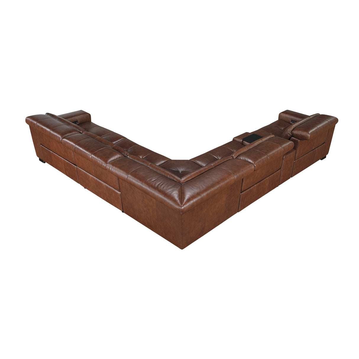 Sutton Brown 6-Piece Modular Leather Power Reclining Sectional by Homelegance at Eve Furniture